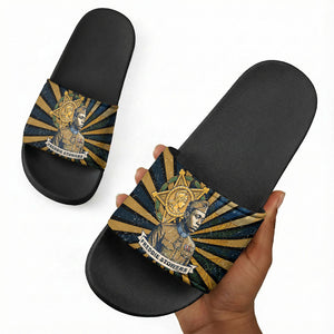 Freddie Stowers Slide Sandals Medal Of Honor Hero - Vintage Retro Sunburst - Military Valor Heritage