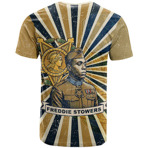 Freddie Stowers T shirt Medal Of Honor Hero - Vintage Retro Sunburst - Military Valor Heritage
