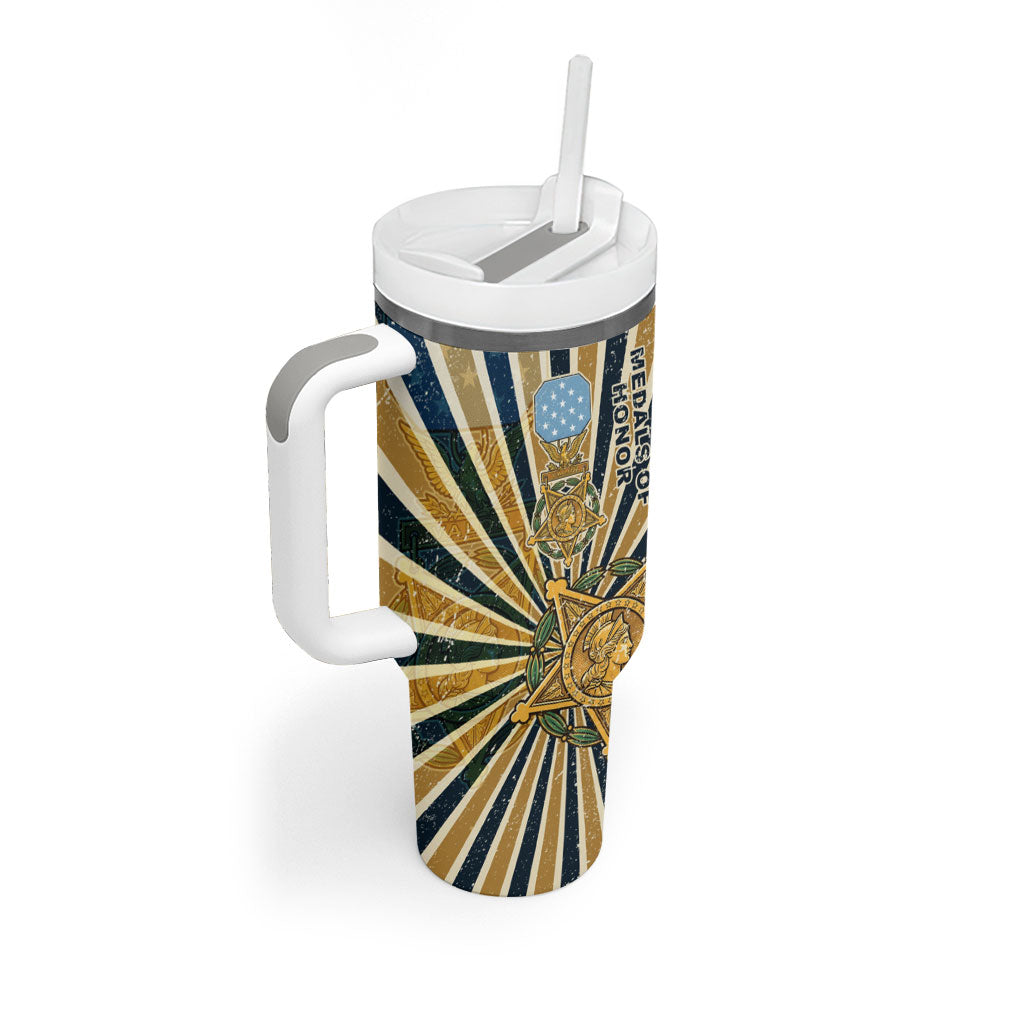 Freddie Stowers Tumbler With Handle Medal Of Honor Hero - Vintage Retro Sunburst - Military Valor Heritage