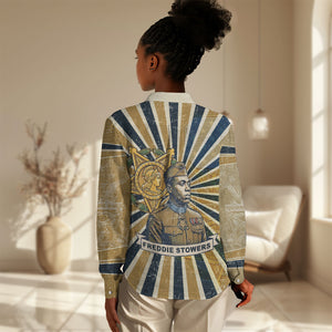 Freddie Stowers Women Casual Shirt Medal Of Honor Hero - Vintage Retro Sunburst - Military Valor Heritage