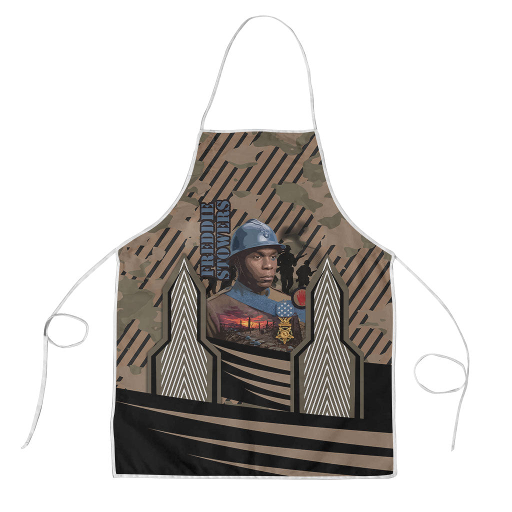 Freddie Stowers African American Apron Medal Of Honor Red Hand - Military Camouflage Striped World War I