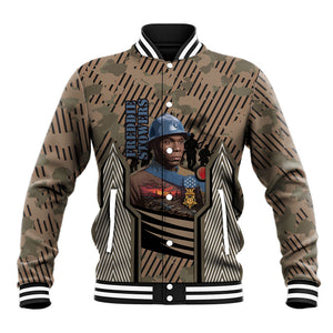 Freddie Stowers African American Baseball Jacket Medal Of Honor Red Hand - Military Camouflage Striped World War I