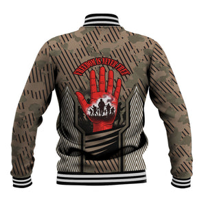 Freddie Stowers African American Baseball Jacket Medal Of Honor Red Hand - Military Camouflage Striped World War I