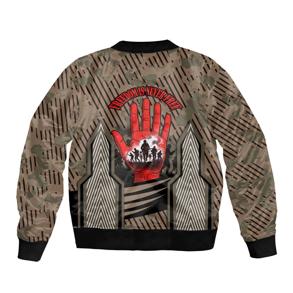 Freddie Stowers African American Bomber Jacket Medal Of Honor Red Hand - Military Camouflage Striped World War I