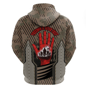 Freddie Stowers African American Hoodie Medal Of Honor Red Hand - Military Camouflage Striped World War I