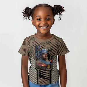 Freddie Stowers African American Kid T shirt Medal Of Honor Red Hand - Military Camouflage Striped World War I