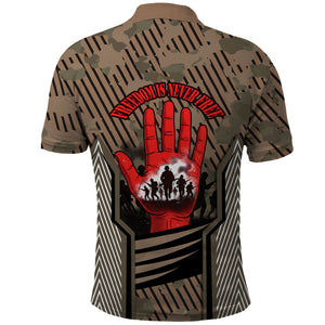 Freddie Stowers African American Polo Shirt Medal Of Honor Red Hand - Military Camouflage Striped World War I