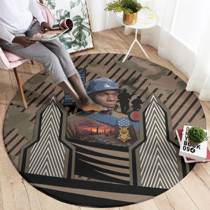 Freddie Stowers African American Round Carpet Medal Of Honor Red Hand - Military Camouflage Striped World War I
