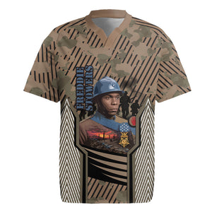 Freddie Stowers African American Rugby Jersey Medal Of Honor Red Hand - Military Camouflage Striped World War I