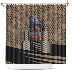 Freddie Stowers African American Shower Curtain Medal Of Honor Red Hand - Military Camouflage Striped World War I