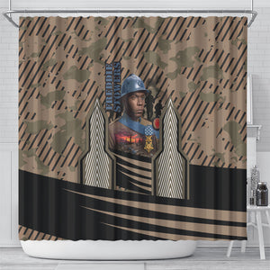 Freddie Stowers African American Shower Curtain Medal Of Honor Red Hand - Military Camouflage Striped World War I