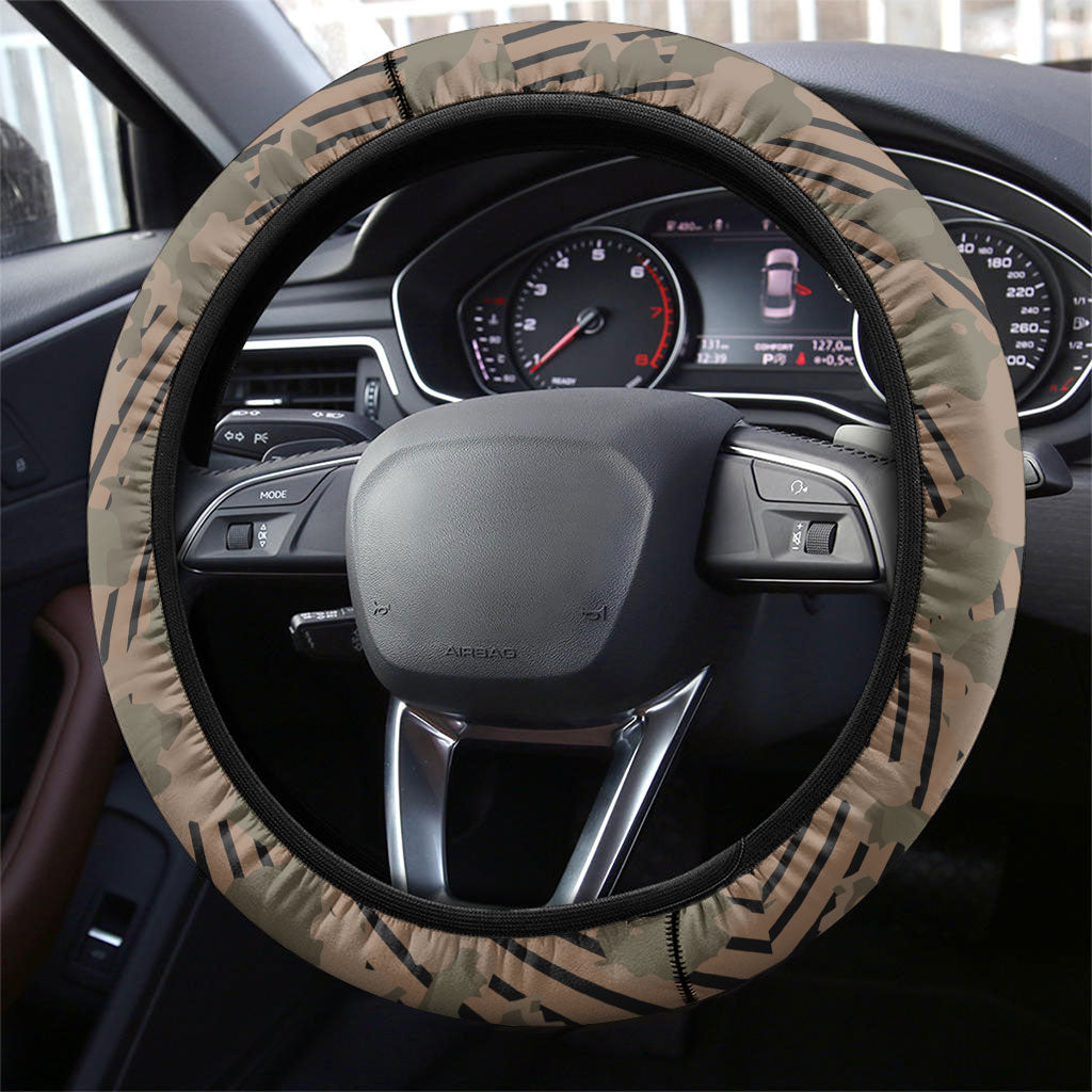 Freddie Stowers African American Steering Wheel Cover Medal Of Honor Red Hand - Military Camouflage Striped World War I