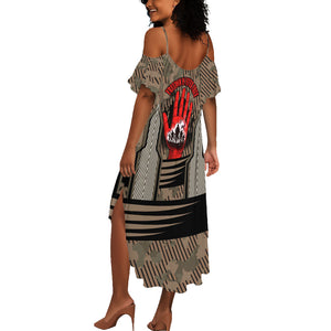 Freddie Stowers African American Summer Maxi Dress Medal Of Honor Red Hand - Military Camouflage Striped World War I