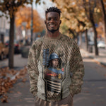 Freddie Stowers African American Sweatshirt Medal Of Honor Red Hand - Military Camouflage Striped World War I