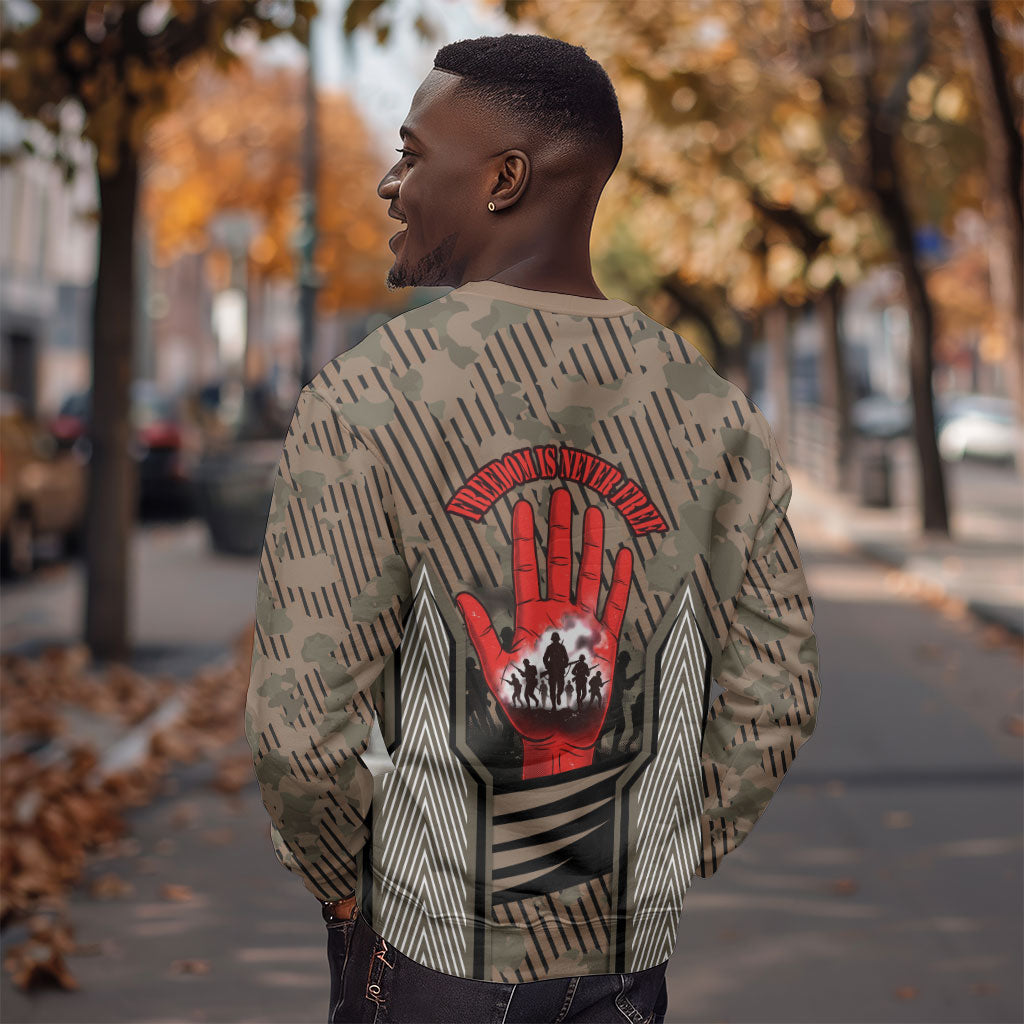 Freddie Stowers African American Sweatshirt Medal Of Honor Red Hand - Military Camouflage Striped World War I