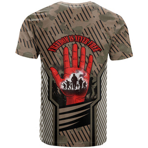 Freddie Stowers African American T shirt Medal Of Honor Red Hand - Military Camouflage Striped World War I