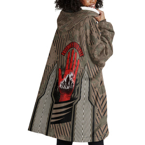 Freddie Stowers African American Wearable Blanket Hoodie Medal Of Honor Red Hand - Military Camouflage Striped World War I