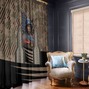 Freddie Stowers African American Window Curtain Medal Of Honor Red Hand - Military Camouflage Striped World War I