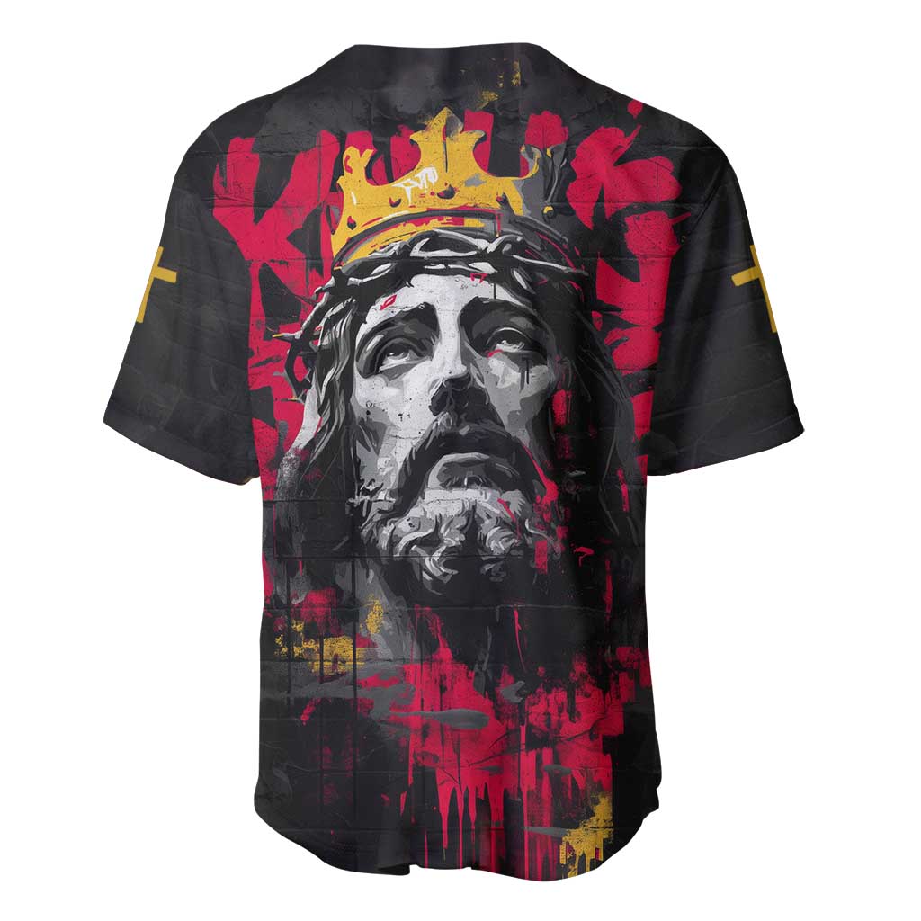 Jesus Graffiti Design Baseball Jersey Crowned Portrait and Urban Street Art Style - African Pride
