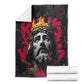 Jesus Graffiti Design Blanket Crowned Portrait and Urban Street Art Style - African Pride