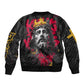 Jesus Graffiti Design Bomber Jacket Crowned Portrait and Urban Street Art Style - African Pride
