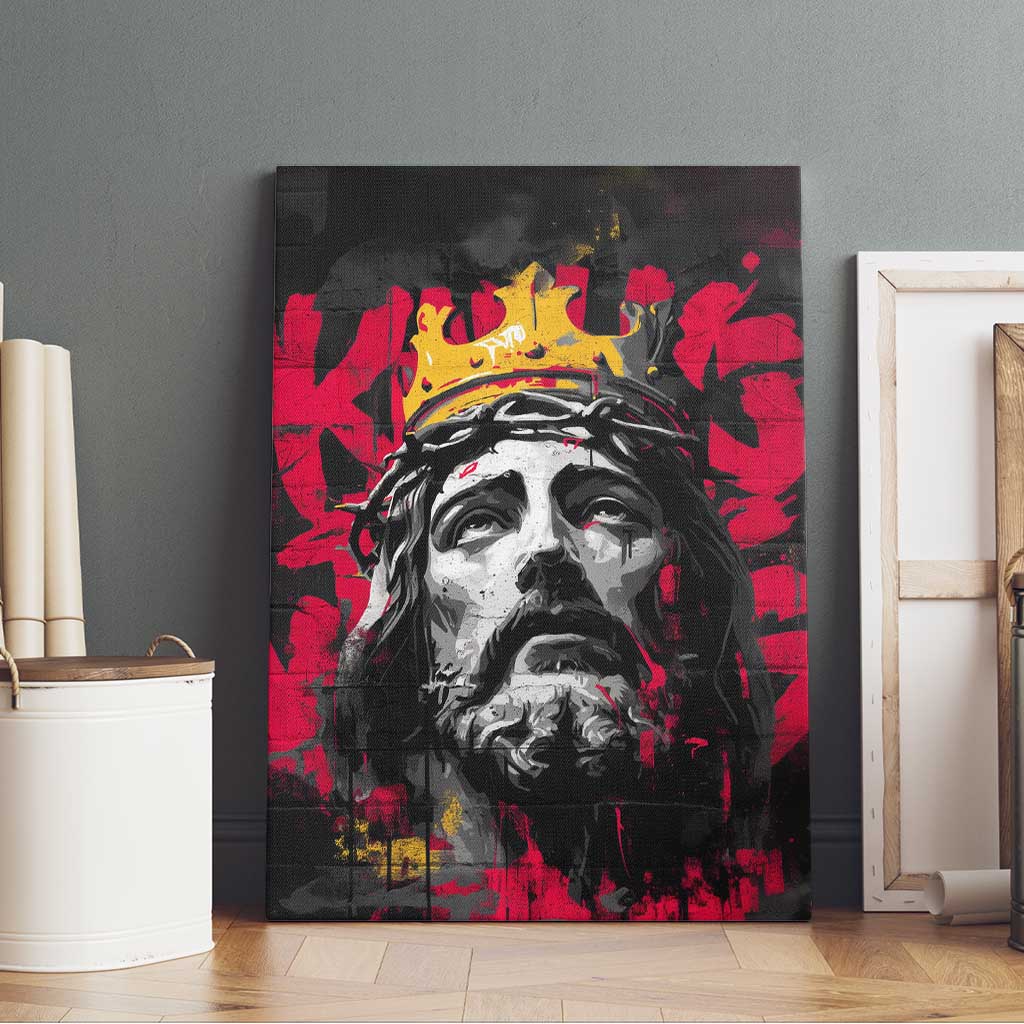 Jesus Graffiti Design Canvas Wall Art Crowned Portrait and Urban Street Art Style - African Pride