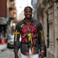 Jesus Graffiti Design Long Sleeve Button Shirt Crowned Portrait and Urban Street Art Style - African Pride