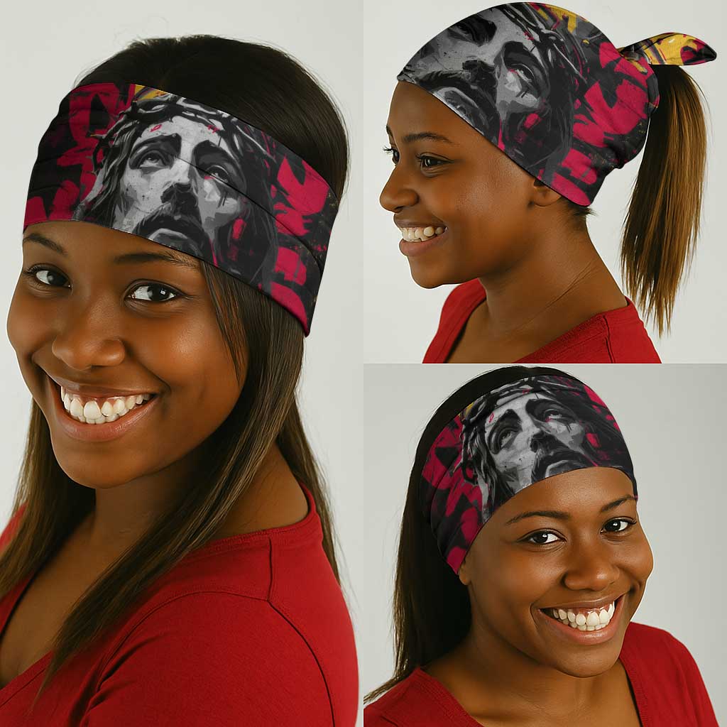 Jesus Graffiti Design Neck Gaiter Crowned Portrait and Urban Street Art Style TS04
