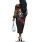 Jesus Graffiti Design Off The Shoulder Long Sleeve Dress Crowned Portrait and Urban Street Art Style - African Pride