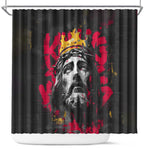 Jesus Graffiti Design Shower Curtain Crowned Portrait and Urban Street Art Style - African Pride