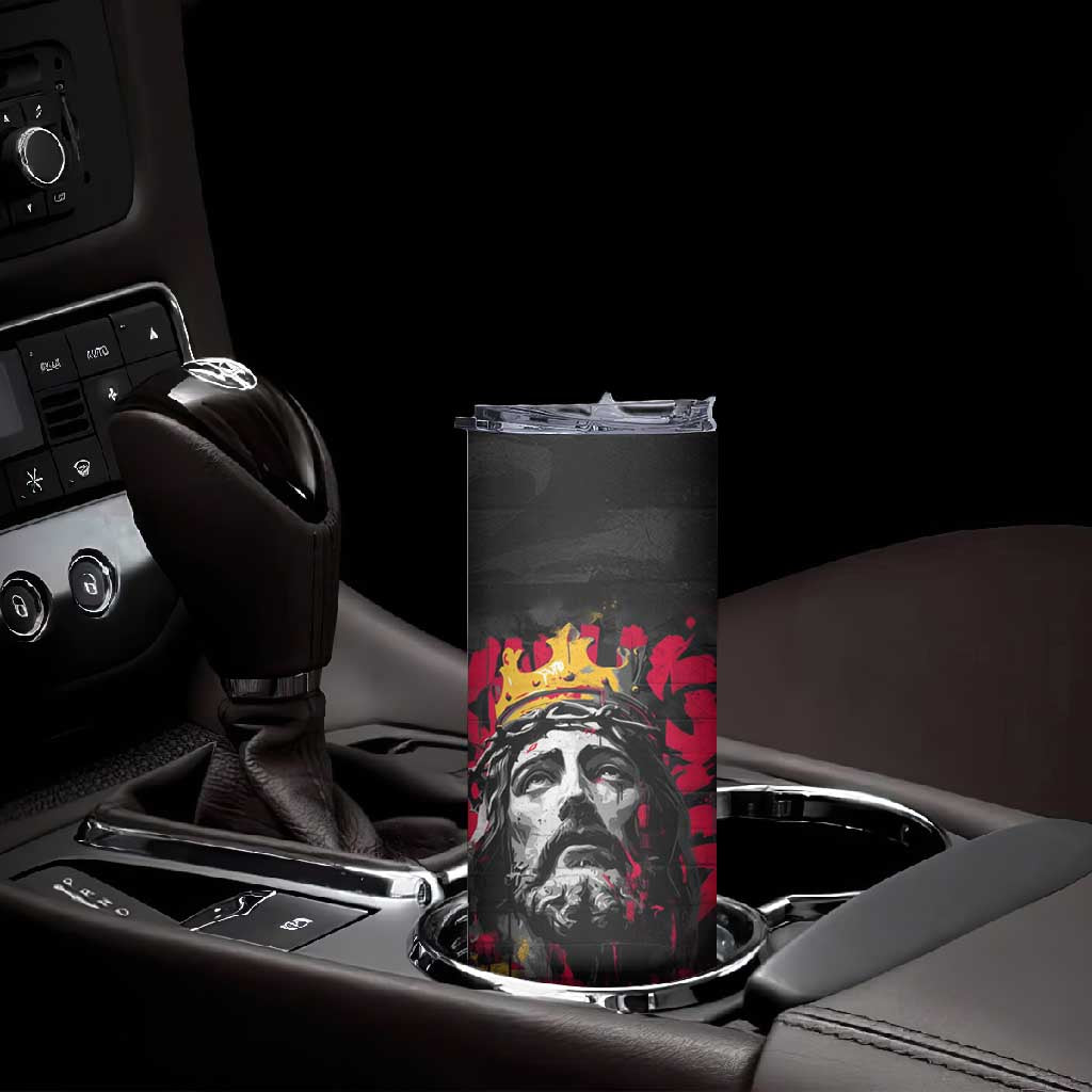 Jesus Graffiti Design Skinny Tumbler Crowned Portrait and Urban Street Art Style - African Pride