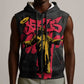 Jesus Graffiti Design Sleeveless Zip Hoodie Crowned Portrait and Urban Street Art Style - African Pride