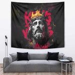Jesus Graffiti Design Tapestry Crowned Portrait and Urban Street Art Style - African Pride
