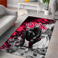 Hip Hop Graffiti Design Area Rug Sitting Hooded Figure and Red Black Street - African Pride
