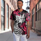 Hip Hop Graffiti Design Baseball Jersey Sitting Hooded Figure and Red Black Street - African Pride
