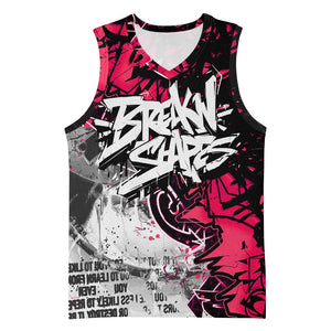 Hip Hop Graffiti Design Basketball Jersey Sitting Hooded Figure and Red Black Street TS04