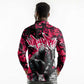 Hip Hop Graffiti Design Long Sleeve Polo Shirt Sitting Hooded Figure and Red Black Street - African Pride