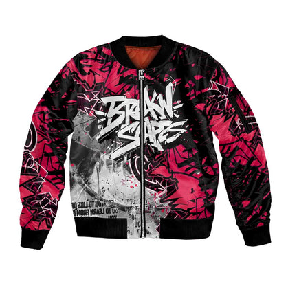 Hip Hop Graffiti Design Sleeve Zip Bomber Jacket Sitting Hooded Figure and Red Black Street - African Pride