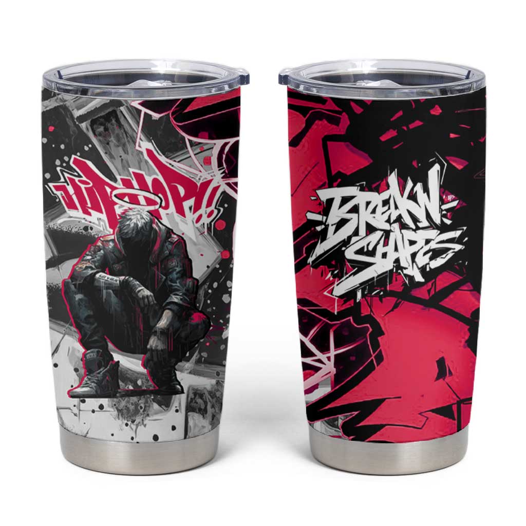Hip Hop Graffiti Design Tumbler Cup Sitting Hooded Figure and Red Black Street - African Pride