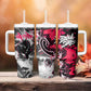 Hip Hop Graffiti Design Tumbler With Handle Sitting Hooded Figure and Red Black Street - African Pride
