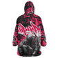 Hip Hop Graffiti Design Wearable Blanket Hoodie Sitting Hooded Figure and Red Black Street - African Pride