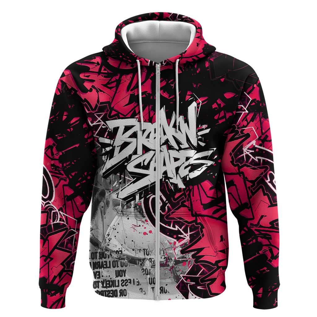 Hip Hop Graffiti Design Zip Hoodie Sitting Hooded Figure and Red Black Street - African Pride