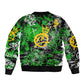Graffiti Street Art Bomber Jacket Smoking Ape Character and Neon Crown Symbols - African Pride