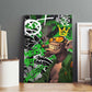 Graffiti Street Art Canvas Wall Art Smoking Ape Character and Neon Crown Symbols - African Pride