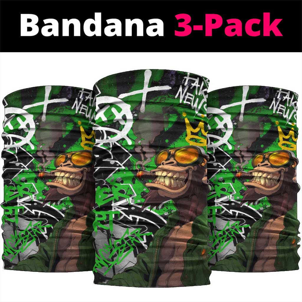 Graffiti Street Art Neck Gaiter Smoking Ape Character and Neon Crown Symbols TS04