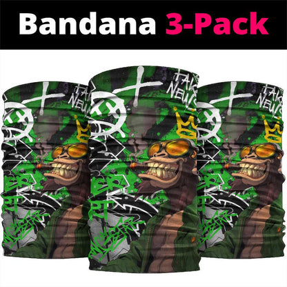 Graffiti Street Art Neck Gaiter Smoking Ape Character and Neon Crown Symbols TS04