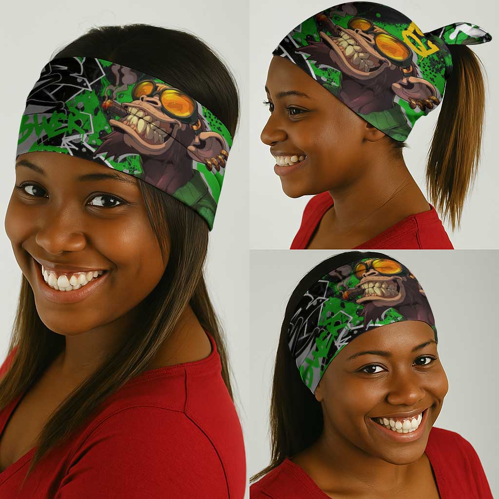 Graffiti Street Art Neck Gaiter Smoking Ape Character and Neon Crown Symbols TS04