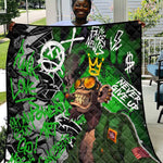 Graffiti Street Art Quilt Smoking Ape Character and Neon Crown Symbols - African Pride