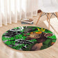 Graffiti Street Art Round Carpet Smoking Ape Character and Neon Crown Symbols - African Pride