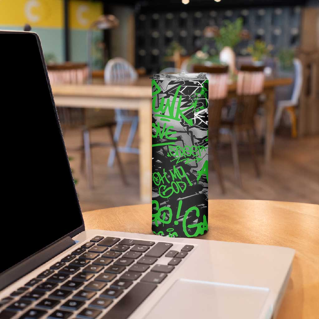 Graffiti Street Art Skinny Tumbler Smoking Ape Character and Neon Crown Symbols - African Pride
